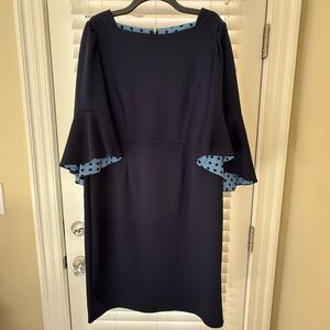 Gabby Skye Navy Blue/with light Blue Polka Dot BELL Sleeves